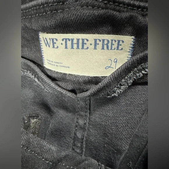Free People We The Free Level Up Slit Slim Flare Jeans Black Size 29 - Picture 3 of 8